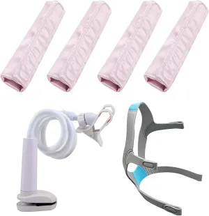 1 Pack Replacement Headgear Strap Compatible with Airfit/AirTouch F20   4 Packs Satin Strap Covers for Reducing Red Marks  Hose Holder Hanger for Preventing Tube Leakage and Tangle