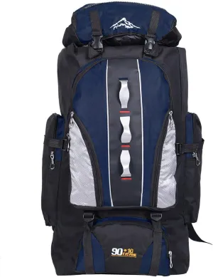 100L Hiking Backpack Lightweight & Waterproof Travel Camping Daypack, Outdoor Adjustable Sport Bags, Frameless, Dark Blue