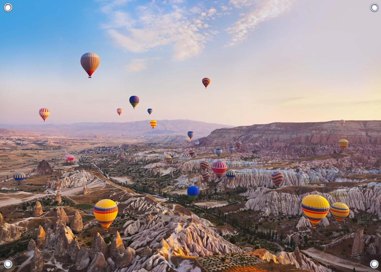 10x8ft Fabric Turkey Backdrop Banner Hot Air Balloon Flying Over Rocky Landscape Banner Background Cappadocia Sunrise Backdrop for Adventure Party Decorations Banner Photo Props
