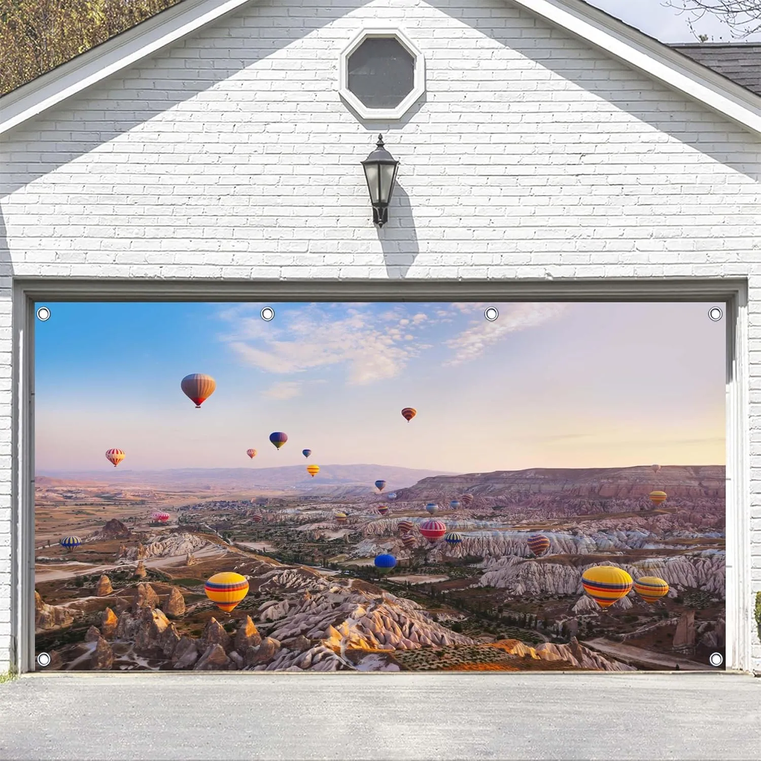 10x8ft Fabric Turkey Backdrop Banner Hot Air Balloon Flying Over Rocky Landscape Banner Background Cappadocia Sunrise Backdrop for Adventure Party Decorations Banner Photo Props