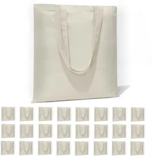 12 I 24 Pack Canvas Tote Bags Reusable Blank Canvas Bags for Shopping Bags,Grocery Bags,DIY Gift Bags