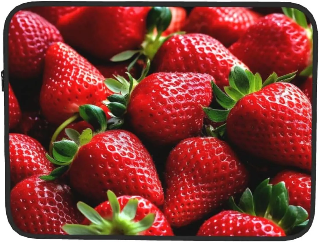 12 Inch Laptop Sleeve Bag Waterproof Shockproof Laptop Case Bag Fresh Strawberries Computer Skin Bags Lightweight Tablet Carrying Case