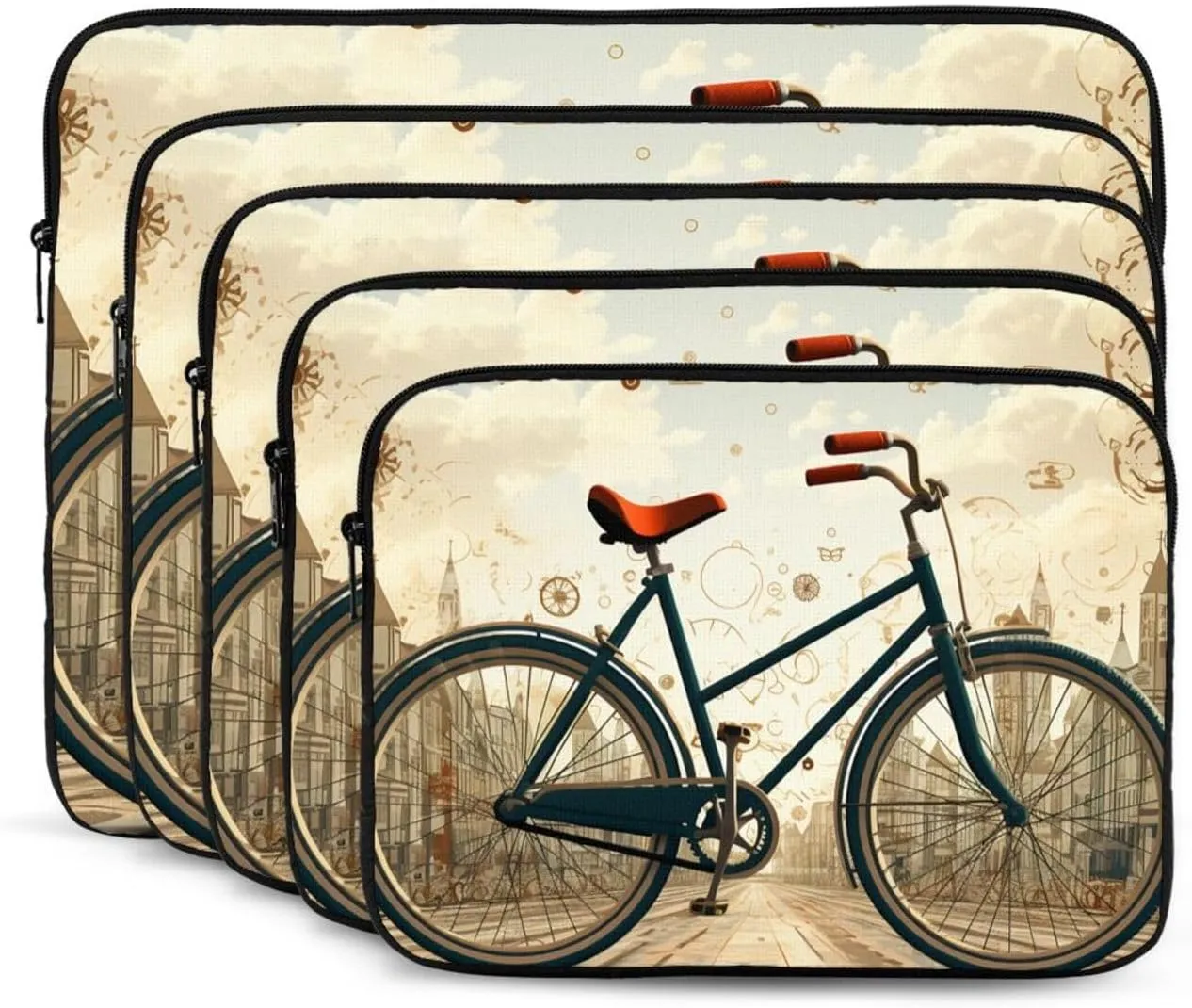 12 Inch Laptop Sleeve Bag Waterproof Shockproof Laptop Case Bag Retro Bicycle Computer Skin Bags Lightweight Tablet Carrying Case