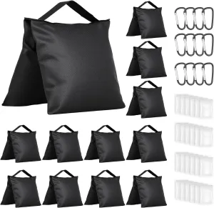 12 Pack Sandbags Weight Bags for Photo Studio Photography Video Equipment, Empty Sandbag Set for Backdrop Stand, Photo Tripod, Canopy, Umbrella Base, Picnic Table, Tent, Fishing Chair