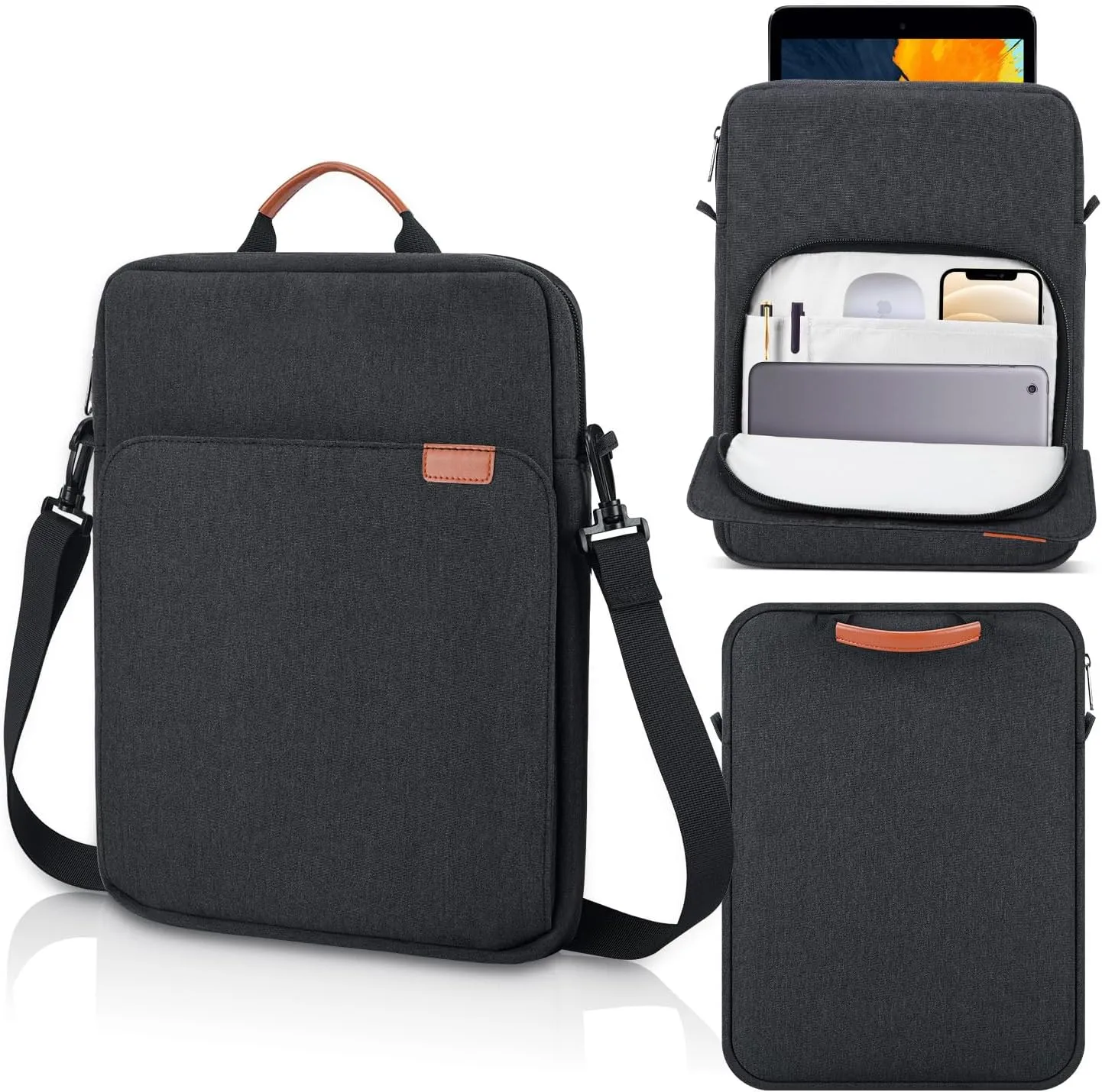 12.9-14 Inch Tablet Sleeve Case for 14.6" Samsung Galaxy Tab S9 S8 Ultra, iPad Pro 13" 12.9"/Air M2 M3/MacBook Air 13"/MacBook Pro 14" M4 M3 Laptop Shoulder Bag,Surface Pro 11 10 9 Carrying Bag-Grey