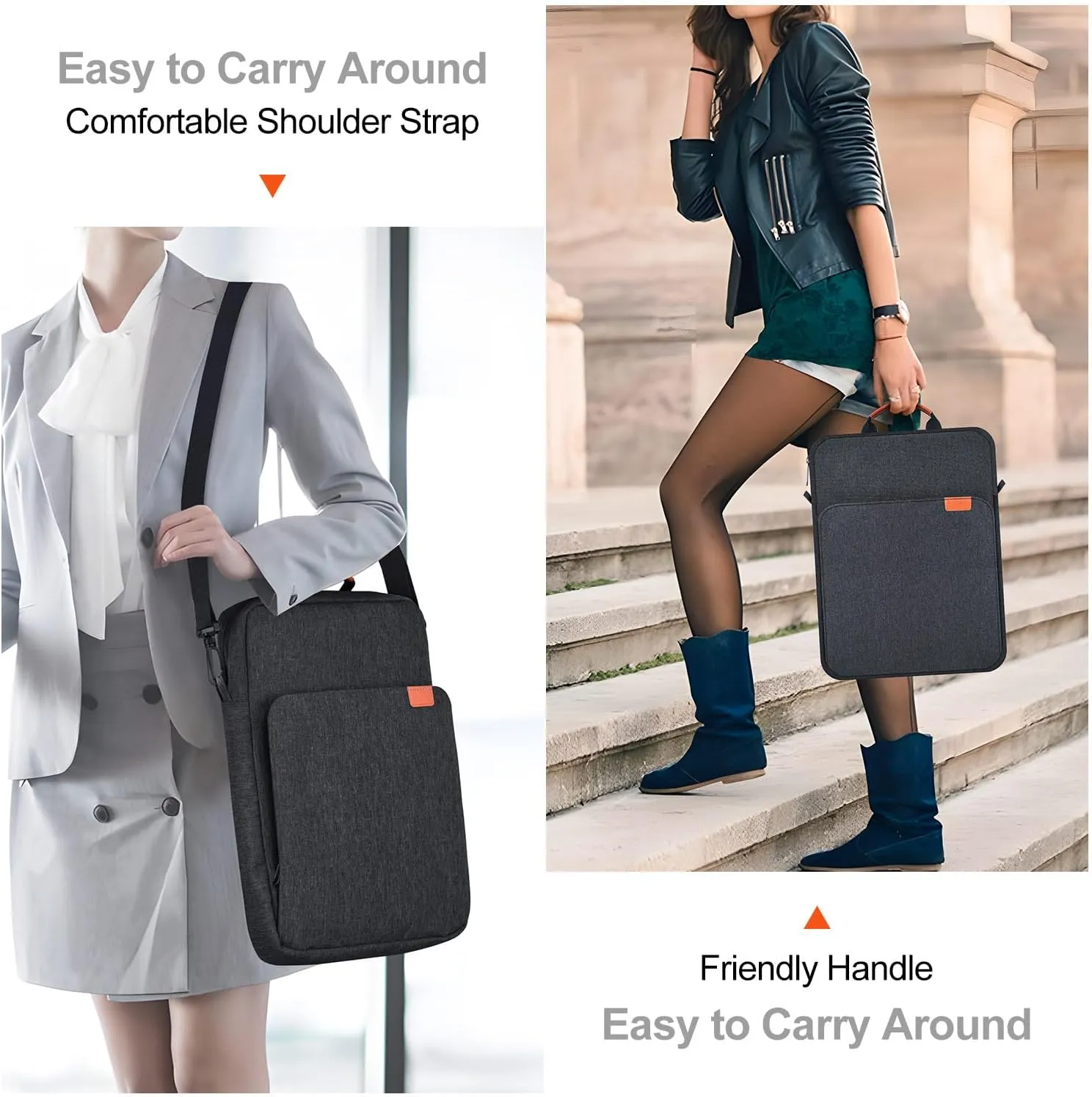 12.9-14 Inch Tablet Sleeve Case for 14.6" Samsung Galaxy Tab S9 S8 Ultra, iPad Pro 13" 12.9"/Air M2 M3/MacBook Air 13"/MacBook Pro 14" M4 M3 Laptop Shoulder Bag,Surface Pro 11 10 9 Carrying Bag-Grey