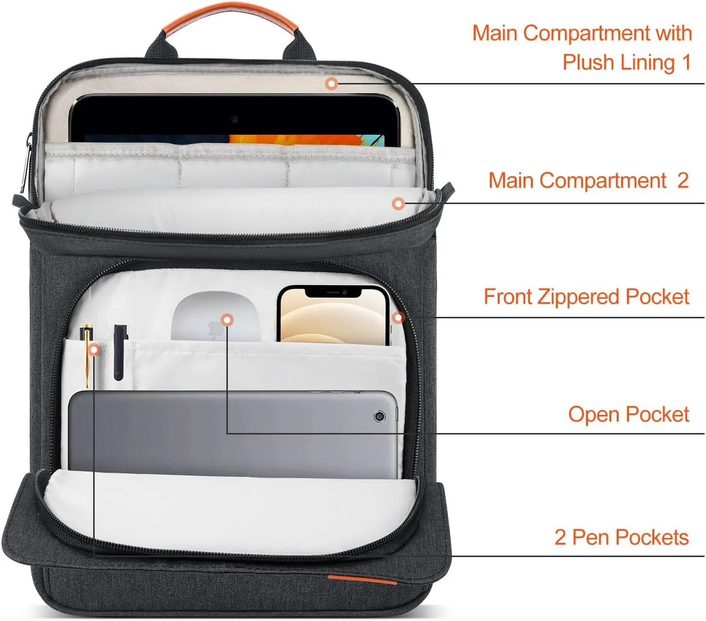 12.9-14 Inch Tablet Sleeve Case for 14.6" Samsung Galaxy Tab S9 S8 Ultra, iPad Pro 13" 12.9"/Air M2 M3/MacBook Air 13"/MacBook Pro 14" M4 M3 Laptop Shoulder Bag,Surface Pro 11 10 9 Carrying Bag-Grey