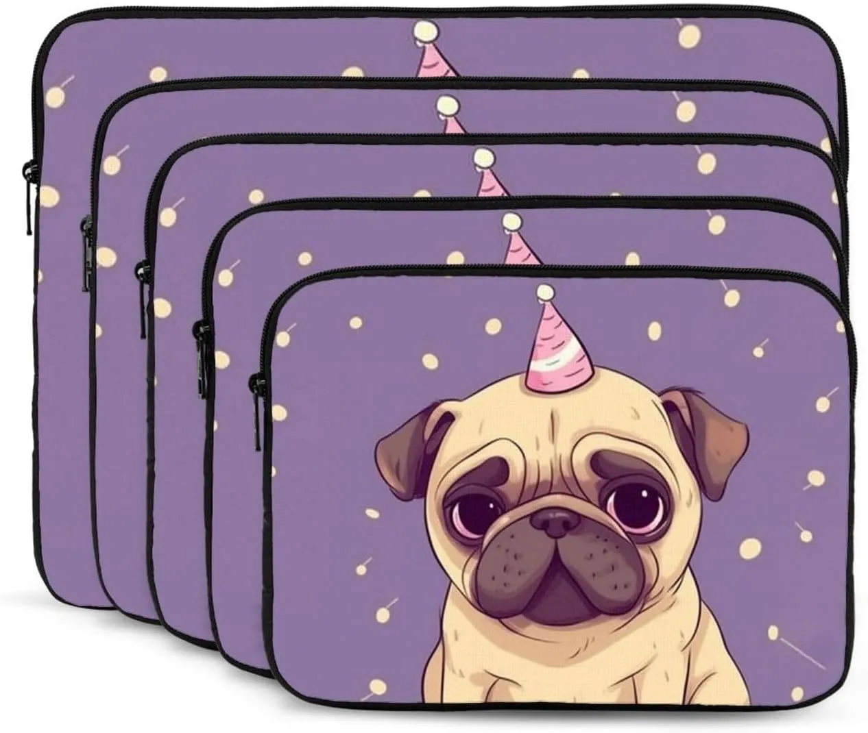 13 Inch Laptop Sleeve Bag Waterproof Shockproof Laptop Case Bag Funny Cartoon Pug Puppy Dog Computer Skin Bags Lightweight Tablet Carrying Case