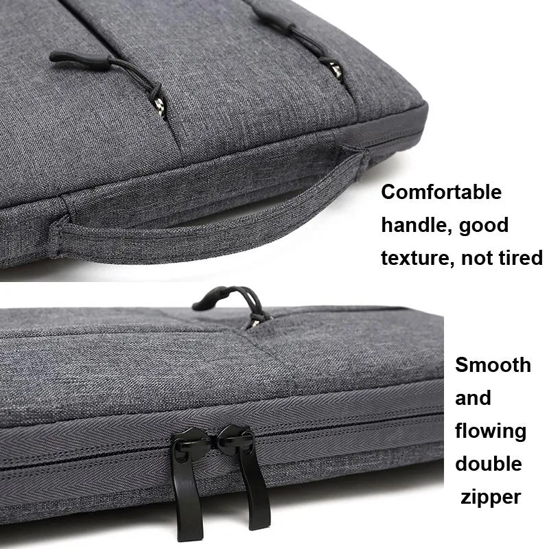 14 Inch Business Laptop Liner Bag with Zipper Closure - Polyester Material - Black