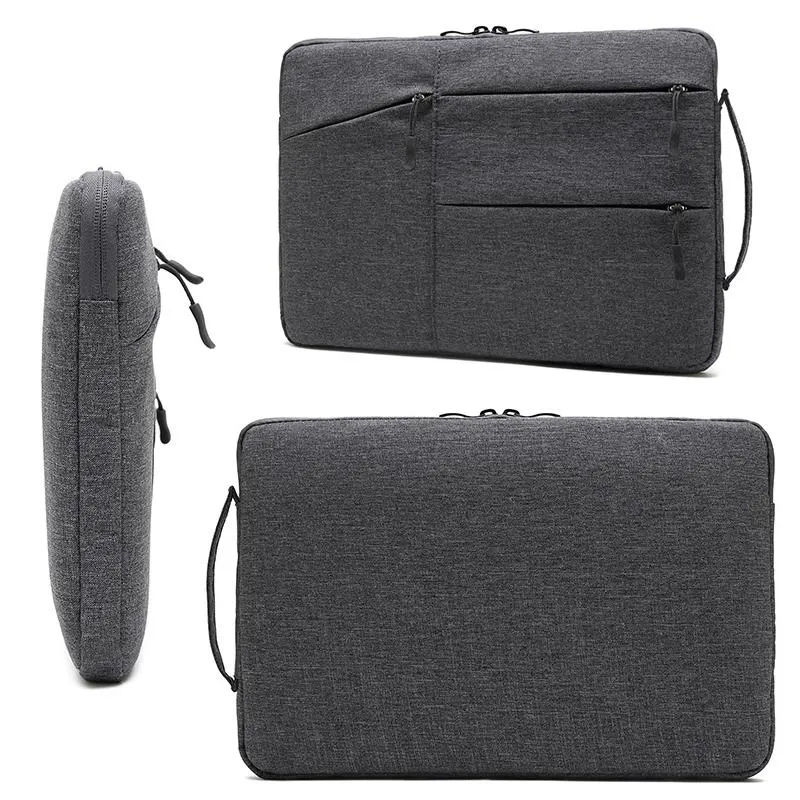 14 Inch Business Laptop Liner Bag with Zipper Closure - Polyester Material - Black