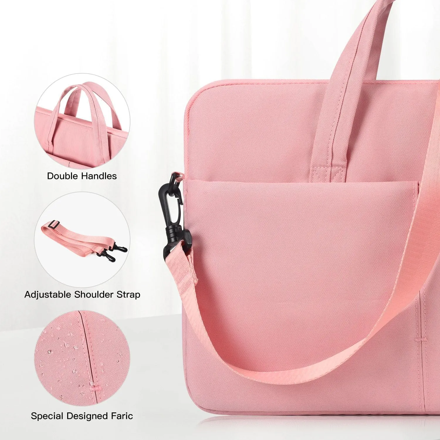 14 Inch Laptop Case Sleeve Shoulder Bag Carrying Sleeve for HP Chromebook/EliteBook/Stream, MacBook Air 15.3 M3, Lenovo IdeaPad Flex 5,13.5 Inch Surface Laptop 6/5, ASUS Dell Acer Samsung, Pink