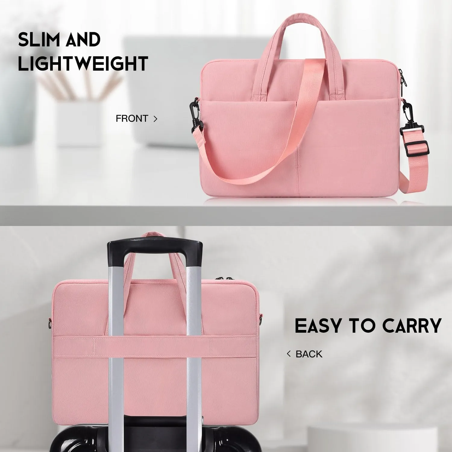 14 Inch Laptop Case Sleeve Shoulder Bag Carrying Sleeve for HP Chromebook/EliteBook/Stream, MacBook Air 15.3 M3, Lenovo IdeaPad Flex 5,13.5 Inch Surface Laptop 6/5, ASUS Dell Acer Samsung, Pink