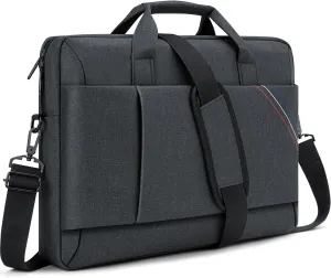 15 15.6 16 Inch Laptop Bag Briefcase Computer Shoulder Messenger Bag for Men Carrying Case Compatible with Dell HP Thinkpad Chromebook Notebook Gaming Laptop, Black Grey