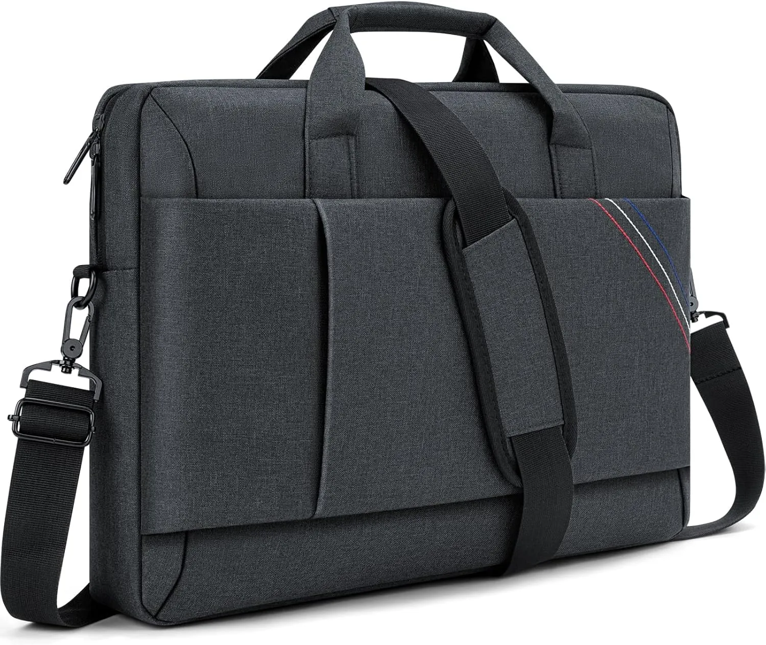15 15.6 16 Inch Laptop Bag Briefcase Computer Shoulder Messenger Bag for Men Carrying Case Compatible with Dell HP Thinkpad Chromebook Notebook Gaming Laptop, Black Grey