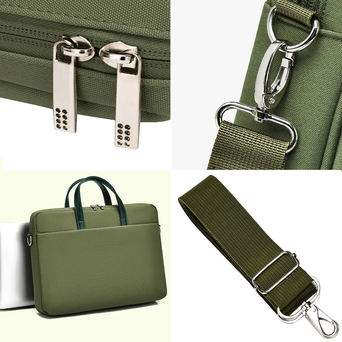 15-15.6 inch Laptop Case Briefcase Waterproof Laptop Sleeve Cover Compatible with Lenovo IdeaPad 15.6”, Acer Aspire 3 15.6" / Acer Nitro V 15.6", HP Pavilion 15.6 Computer Bag, Army Green