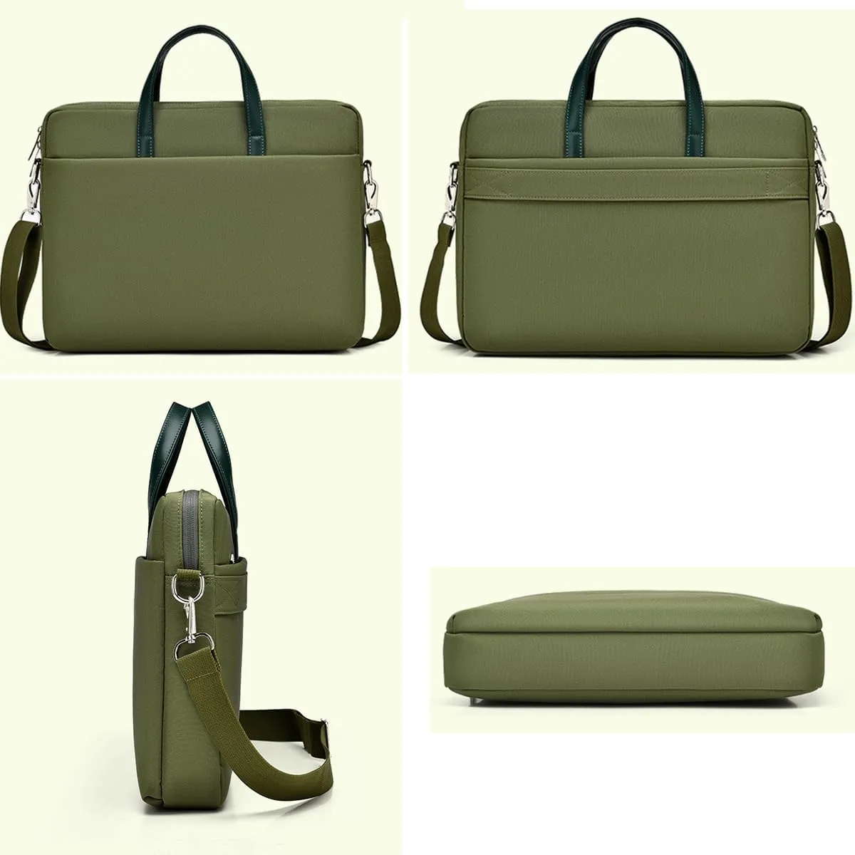 15-15.6 inch Laptop Case Briefcase Waterproof Laptop Sleeve Cover Compatible with Lenovo IdeaPad 15.6”, Acer Aspire 3 15.6" / Acer Nitro V 15.6", HP Pavilion 15.6 Computer Bag, Army Green