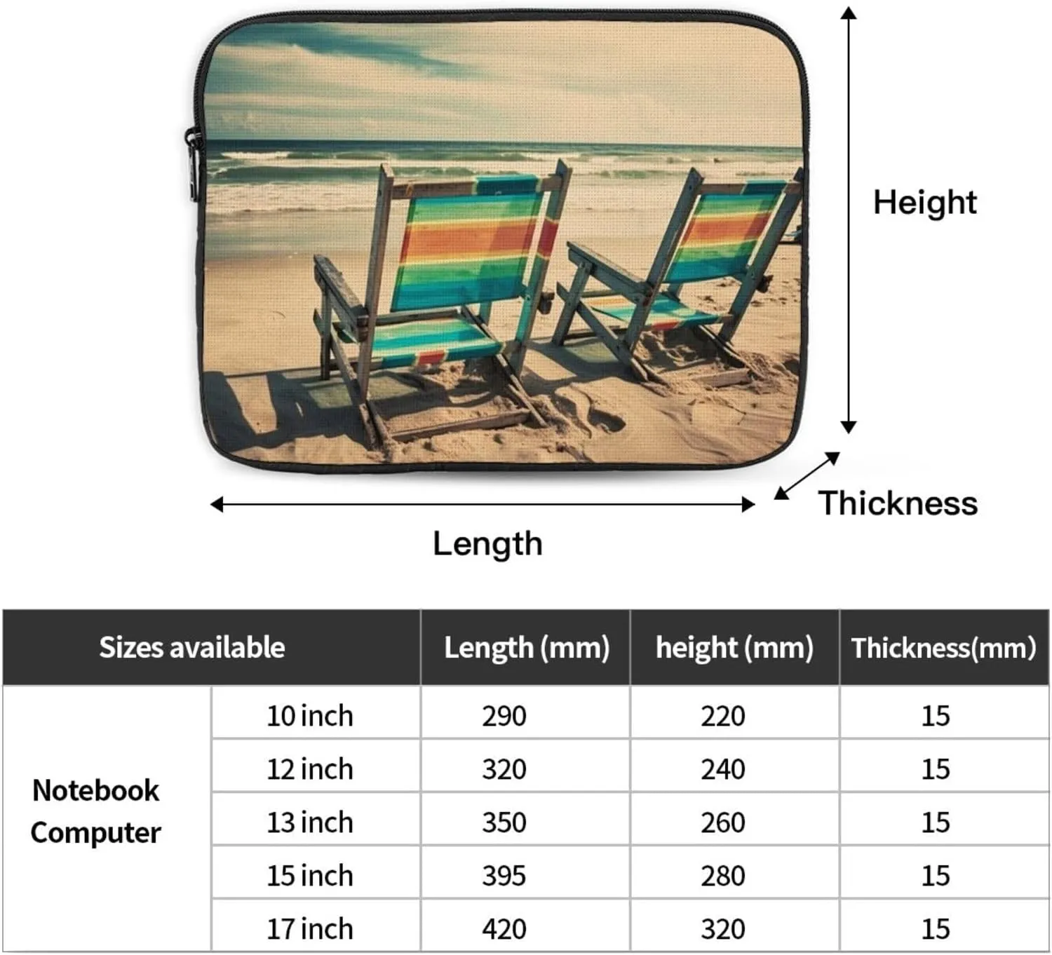 15 Inch Laptop Sleeve Bag Waterproof Shockproof Laptop Case Bag Beach Chairs Computer Skin Bags Lightweight Tablet Carrying Case