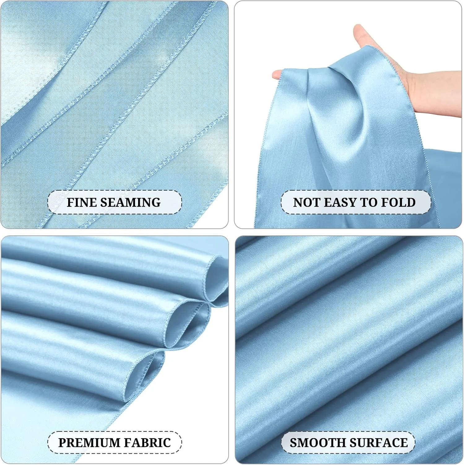 15 Pack Baby Blue Satin Table Runners 12 x 108 Inch Long Blue Table Runners for Rectangle Round Tables, Smooth Satin Table Runner for Wedding,Birthday Party Banquets Engagements Decoration