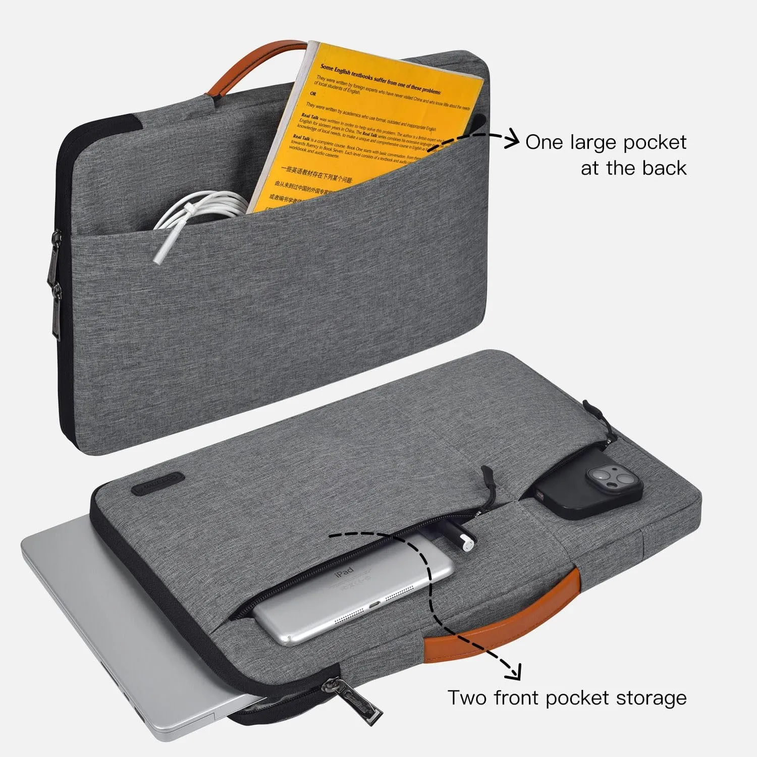 15.6 inch Laptop Case Sleeve for HP Envy x360 / OMEN 15 /Pavilion 15, Acer Aspire 5, Lenovo IdeaPad 15.6, Dell Latitude 15, Inspiron 15, ASUS Vivobook 15 Computer Handle Bag(Space Grey)