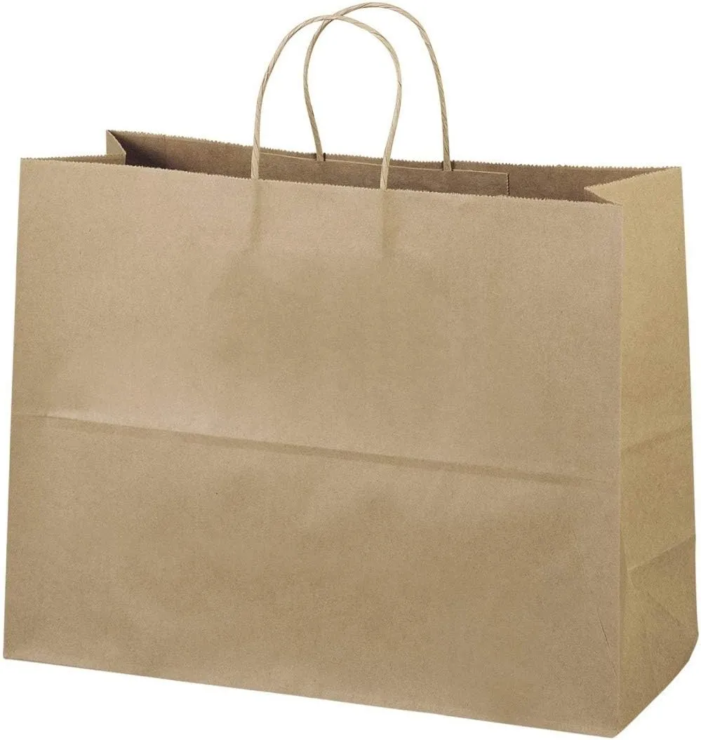 16"x6"x12" - 50 Pcs - Bagsource® Brown Kraft Paper Bags 95% Post Consumer Materials & FSC Certified