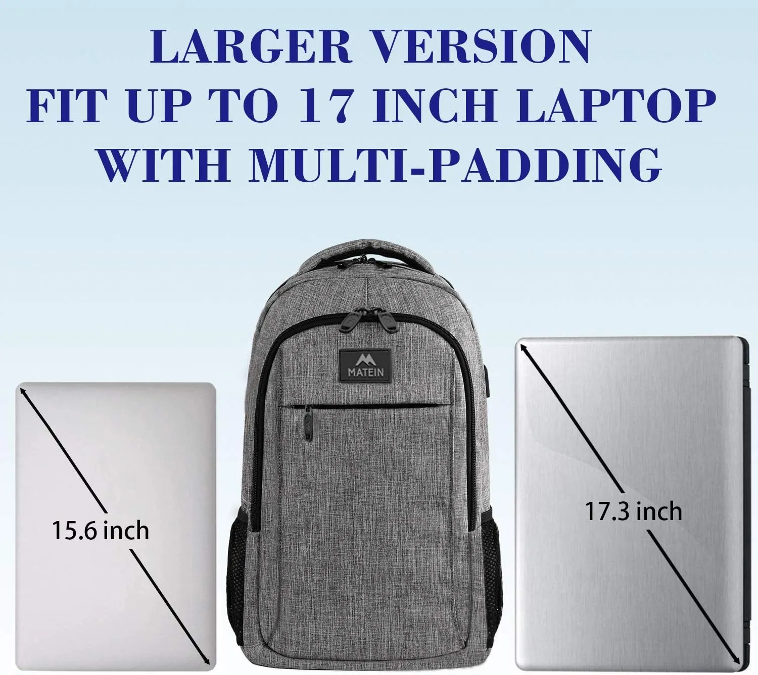 17 Inch Laptop Backpack, MATEIN TSA Large Backpack for Travel and Business with USB Charger Port, Water Resistant Big Flight Approved Weekender Carry-On Backpack with Luggage Sleeve for Women and Men
