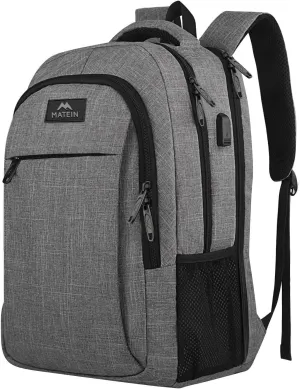 17 Inch Laptop Backpack, MATEIN TSA Large Backpack for Travel and Business with USB Charger Port, Water Resistant Big Flight Approved Weekender Carry-On Backpack with Luggage Sleeve for Women and Men