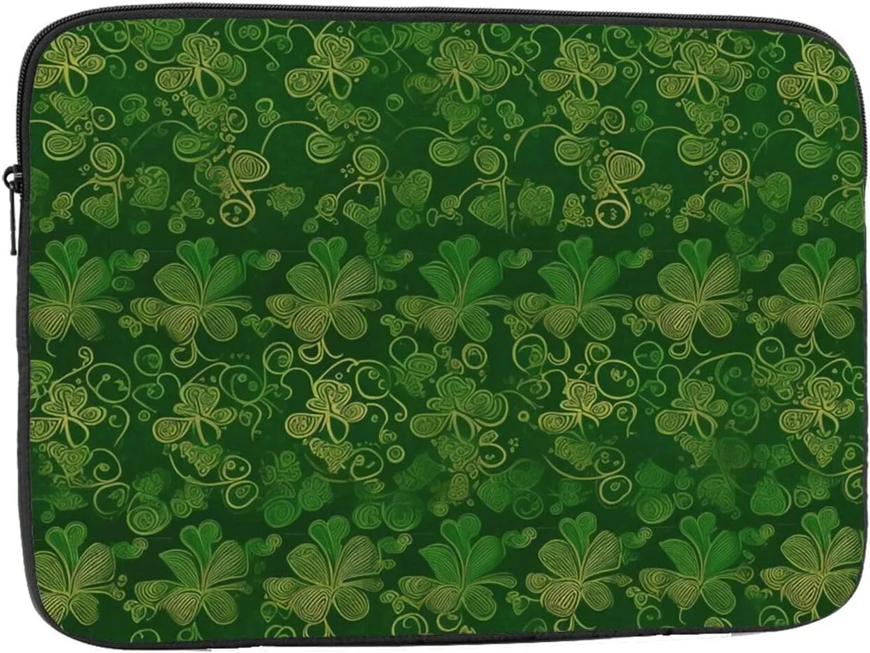 17 Inch Laptop Sleeve Bag Waterproof Shockproof Laptop Case Bag Background St Patrick's Day Glitter Computer Skin Bags Lightweight Tablet Carrying Case