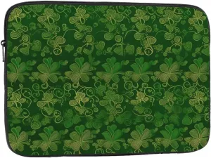 17 Inch Laptop Sleeve Bag Waterproof Shockproof Laptop Case Bag Background St Patrick's Day Glitter Computer Skin Bags Lightweight Tablet Carrying Case
