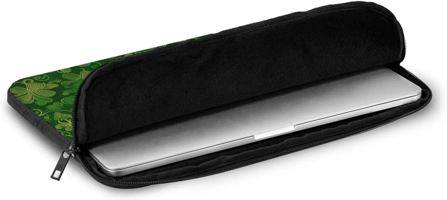17 Inch Laptop Sleeve Bag Waterproof Shockproof Laptop Case Bag Background St Patrick's Day Glitter Computer Skin Bags Lightweight Tablet Carrying Case