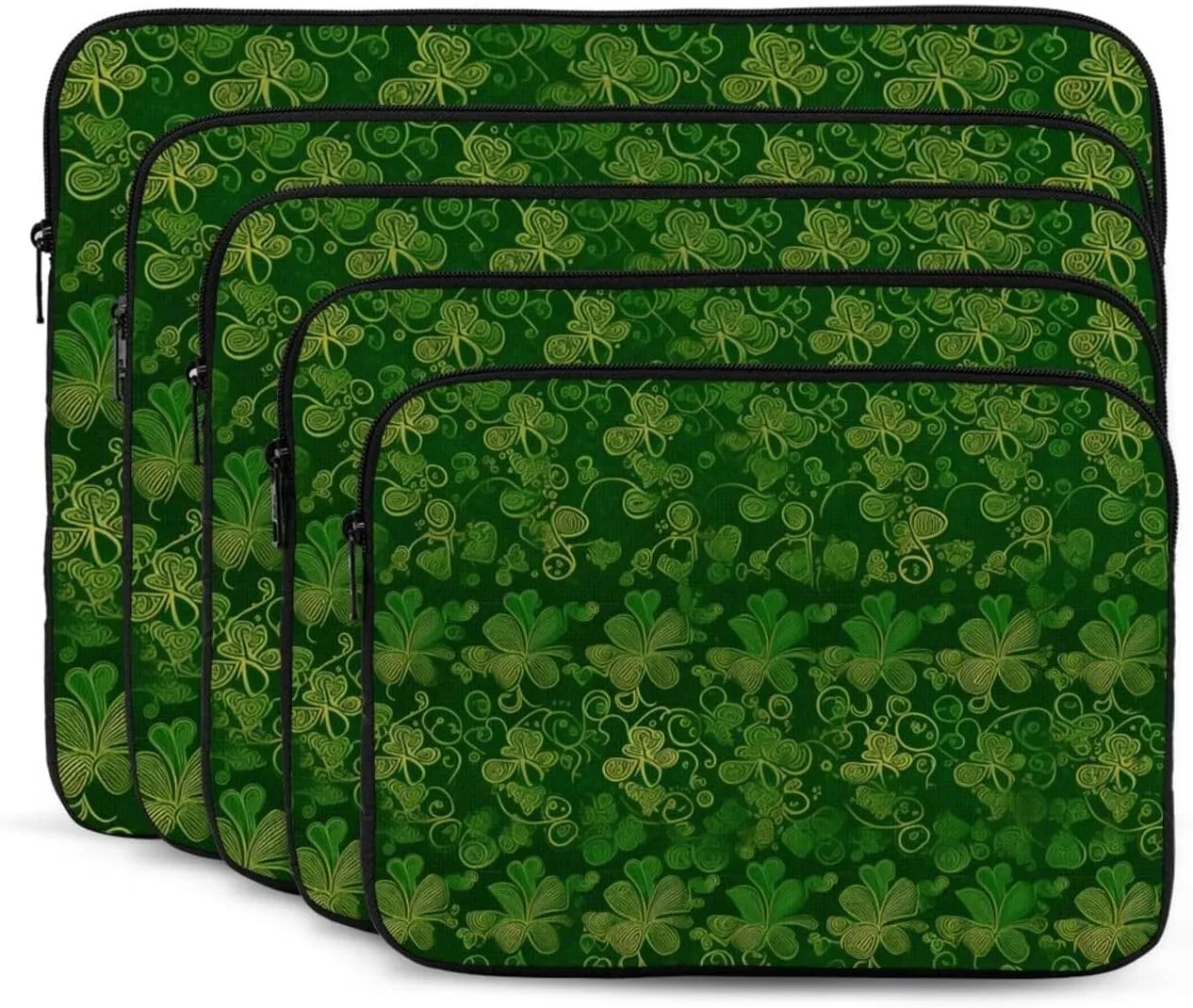 17 Inch Laptop Sleeve Bag Waterproof Shockproof Laptop Case Bag Background St Patrick's Day Glitter Computer Skin Bags Lightweight Tablet Carrying Case