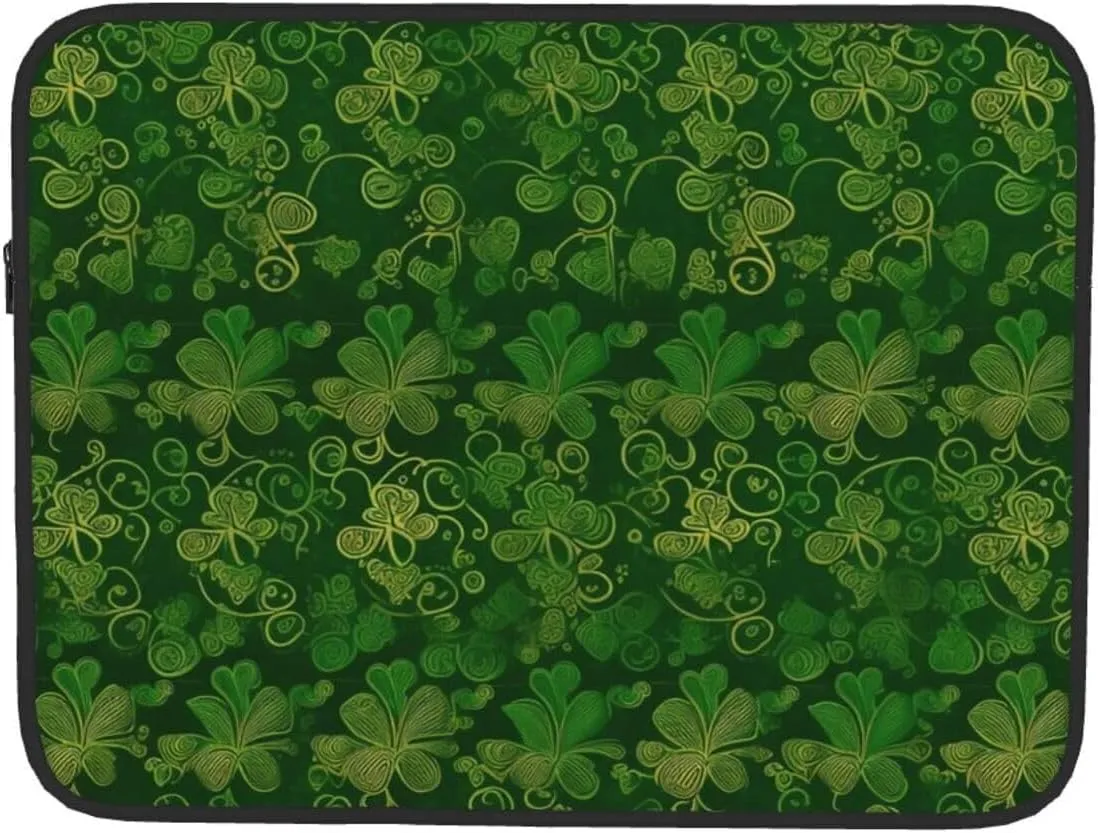 17 Inch Laptop Sleeve Bag Waterproof Shockproof Laptop Case Bag Background St Patrick's Day Glitter Computer Skin Bags Lightweight Tablet Carrying Case