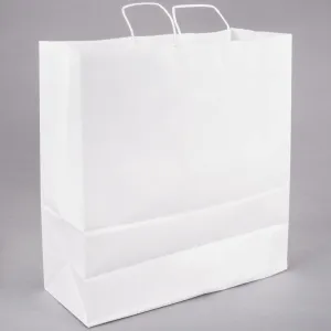 18 X 7 X 19 White Kraft Paper Gift Bags Bulk with Handles. for Shopping, Packaging, Retail, Party, Craft, Gifts, Wedding, Business, Goody and Merchandise