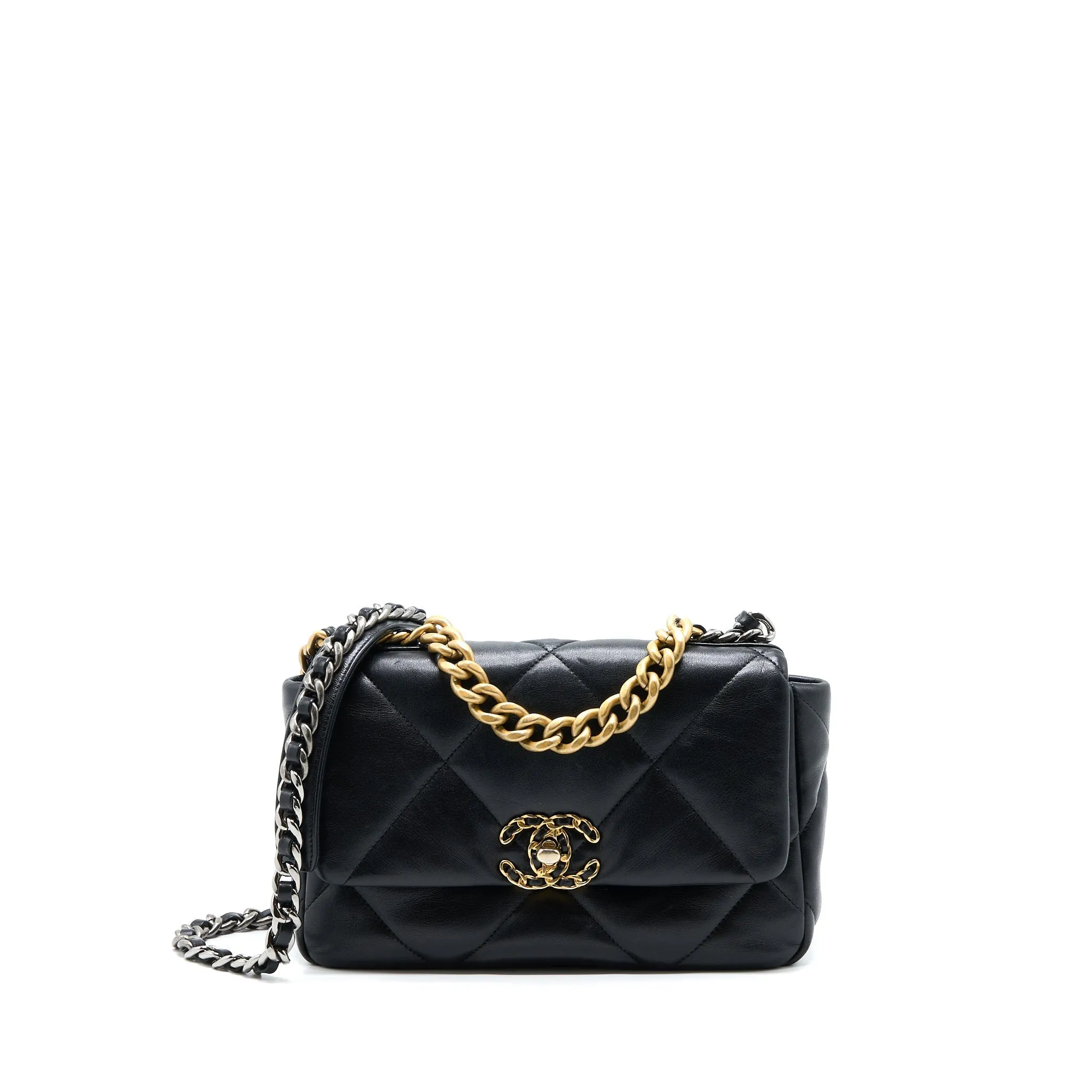 19 Hardware Black Safe transactions Small Bag Multicolour Excellent Lambskin Chanel