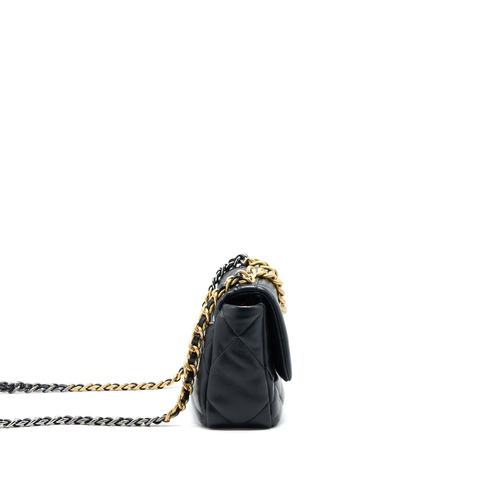 19 Hardware Black Safe transactions Small Bag Multicolour Excellent Lambskin Chanel