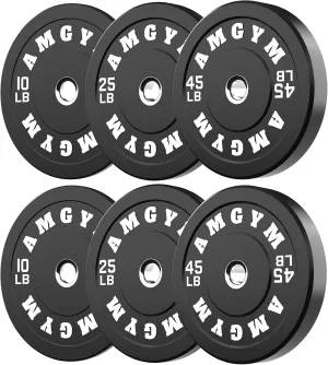 2 Inch Bumper Plates，10-500lbs，Barbell Rubber Olympic Weight Plates Set for Home Gym, Strength Training & Weight Lifting,Multiple Options/Colors
