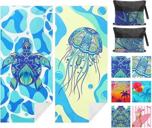 2 Pack Microfiber Beach Towel, 71"x32" XL Oversized Sand Free Beach Towels Blanket Soft & Absorbent for Adults Women Men Beach Pool Camping Travel Yoga Vacation Essentials Accessories Gifts