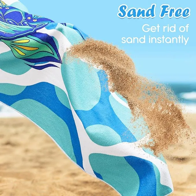2 Pack Microfiber Beach Towel, 71"x32" XL Oversized Sand Free Beach Towels Blanket Soft & Absorbent for Adults Women Men Beach Pool Camping Travel Yoga Vacation Essentials Accessories Gifts