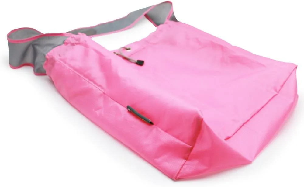 2 Pack Ripstop Nylon Draw-String Reusable Shopping Bag, Reusable Grocery Bag, Built-in Pouch, Inner Pocket