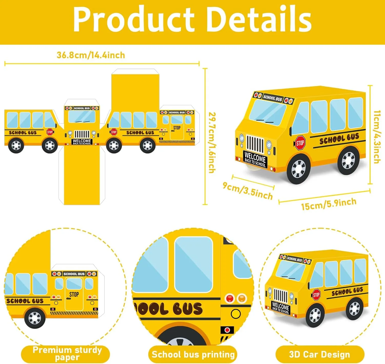 24 PCS School Bus Party Treat Boxes School Bus Decorations Back to School Party Favor Boxes First Day of Yellow School Bus Candy Box for Kids Birthday Gift Welcome Back to School Classroom Party Decor