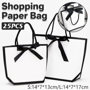 25pcs Solid Color Tote Bags Gift Packaging Shopping Bag Set for Party Favors