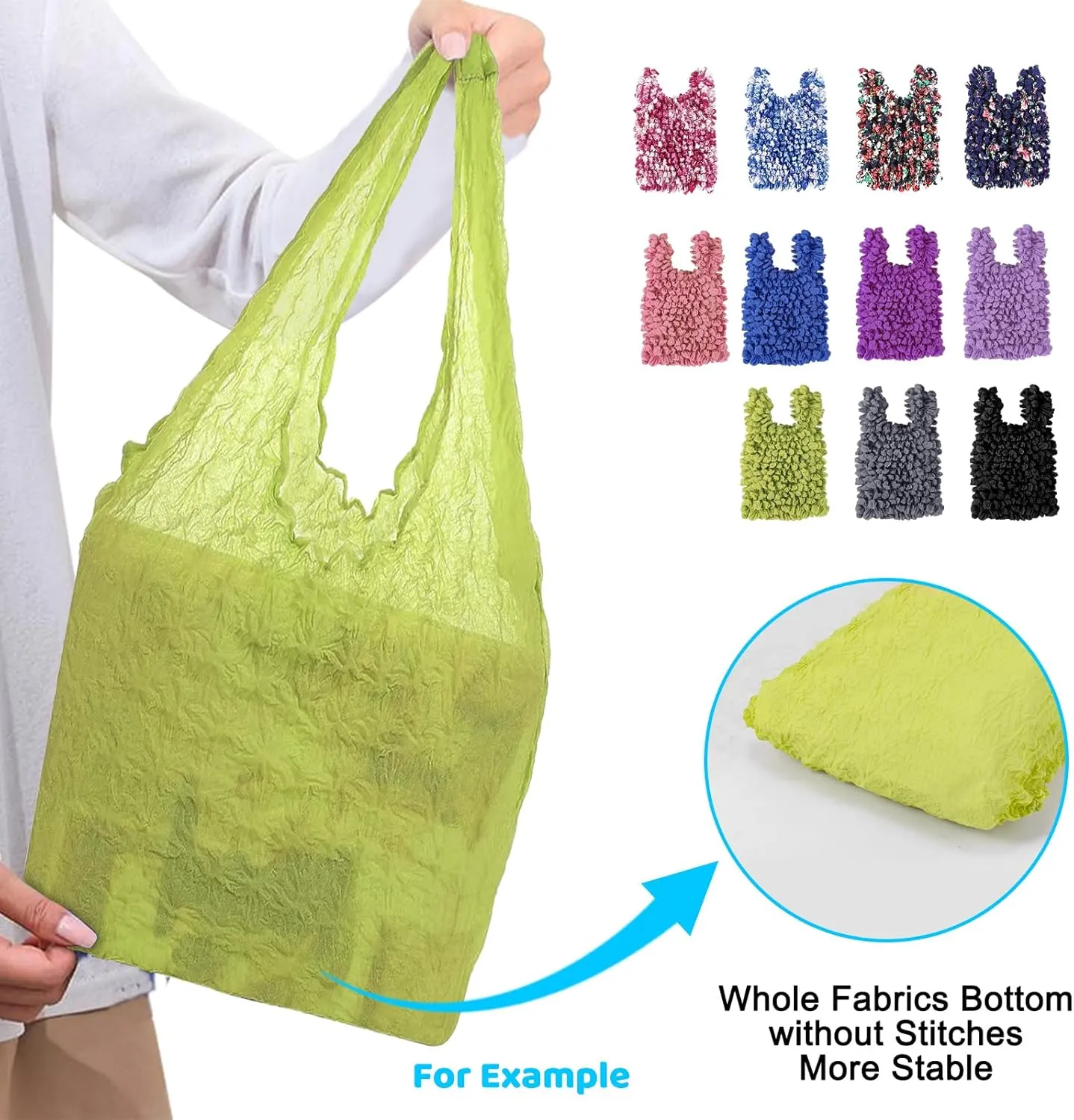2Pcs Expandable Shopping Bags for Grocery, Foldable Reusable Groceries Bags for Shopping, Portable Magic Stretch Pleated Tote Bags for Travel (2Pcs-E)