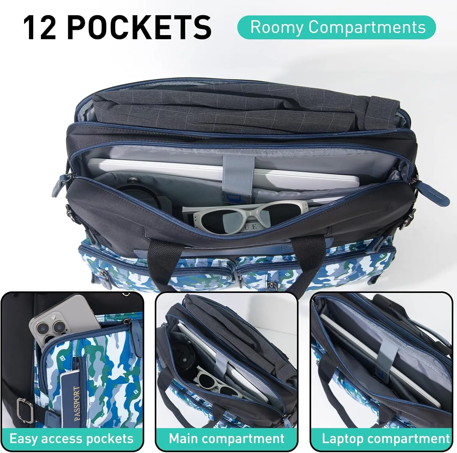 3 in 1 Computer Bag for Men, 17.3 Inch Laptop Backpack, Work Briefcase, Titan Sea