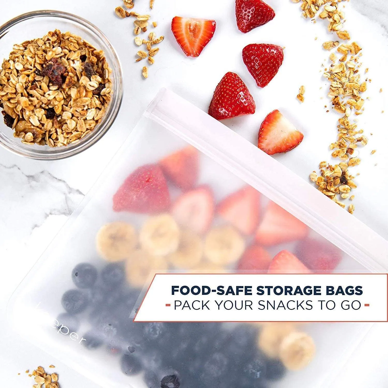 32 oz Trendy Ziplock Bags Reusable 10-Pack: Keeper Shockproof