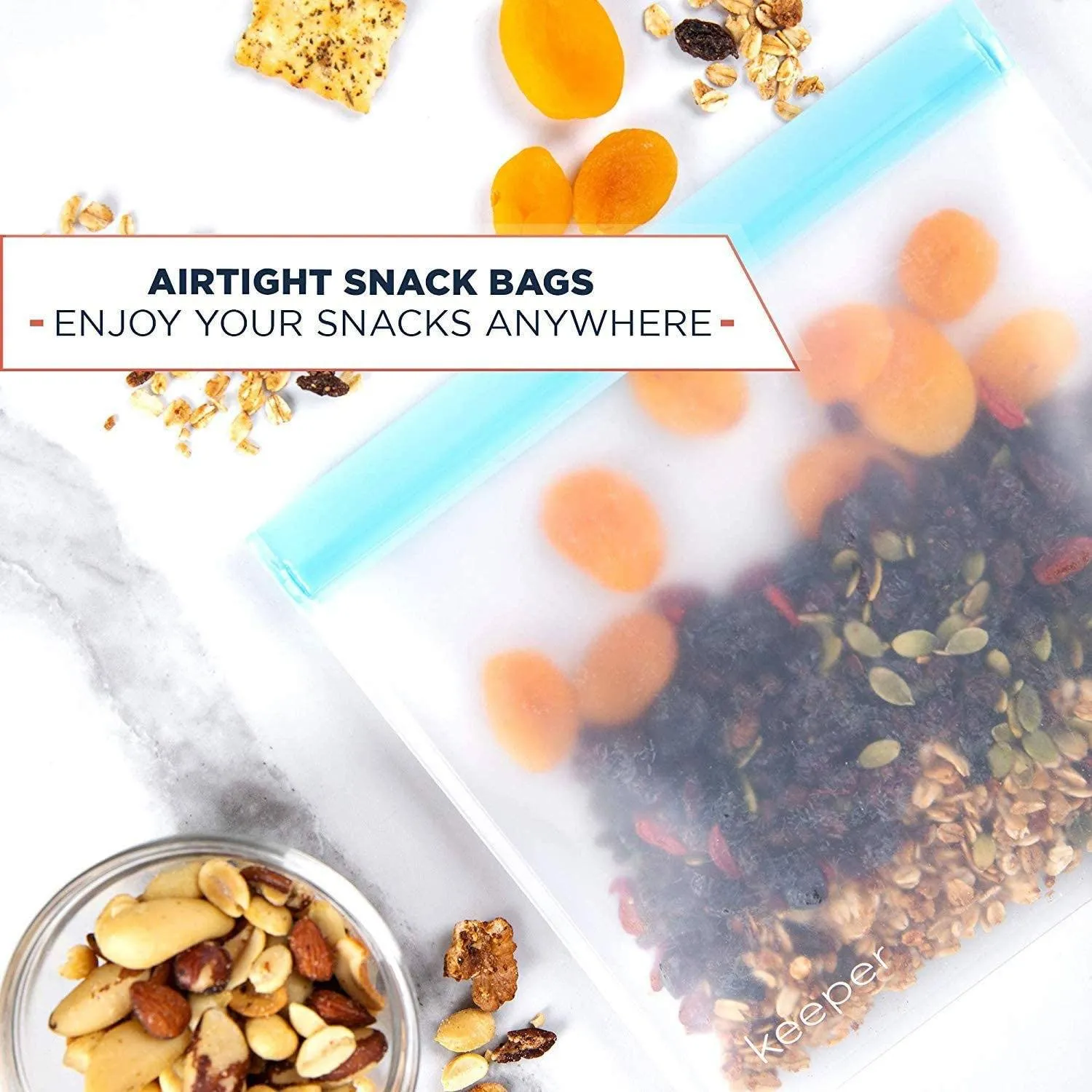 32 oz Trendy Ziplock Bags Reusable 10-Pack: Keeper Shockproof