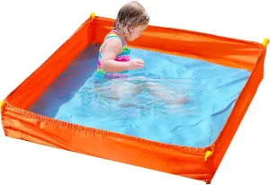 3.3 X 3.3 Ft Portable Beach Square Puddle, Foldable Beach Pool for Boys Girls Ages 2 3 4 5 6 7 8, Upgrade Beach Essentials with Carrying Bag, No Need to Dig Holes and inflate