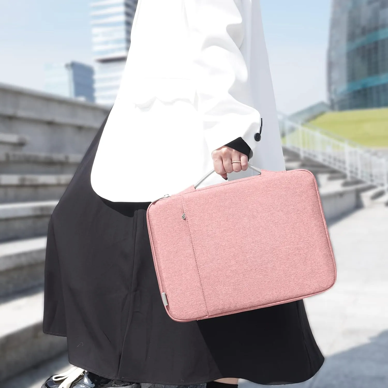 360° Protective Laptop Sleeve Bag 15.6-16.1 inch Splash-Proof Laptop Bag Sleeve Compatible with MacBook/HP/Dell/Lenovo/Asus Notebook, Suit for Travel/Business/College/Men/Women, Pink