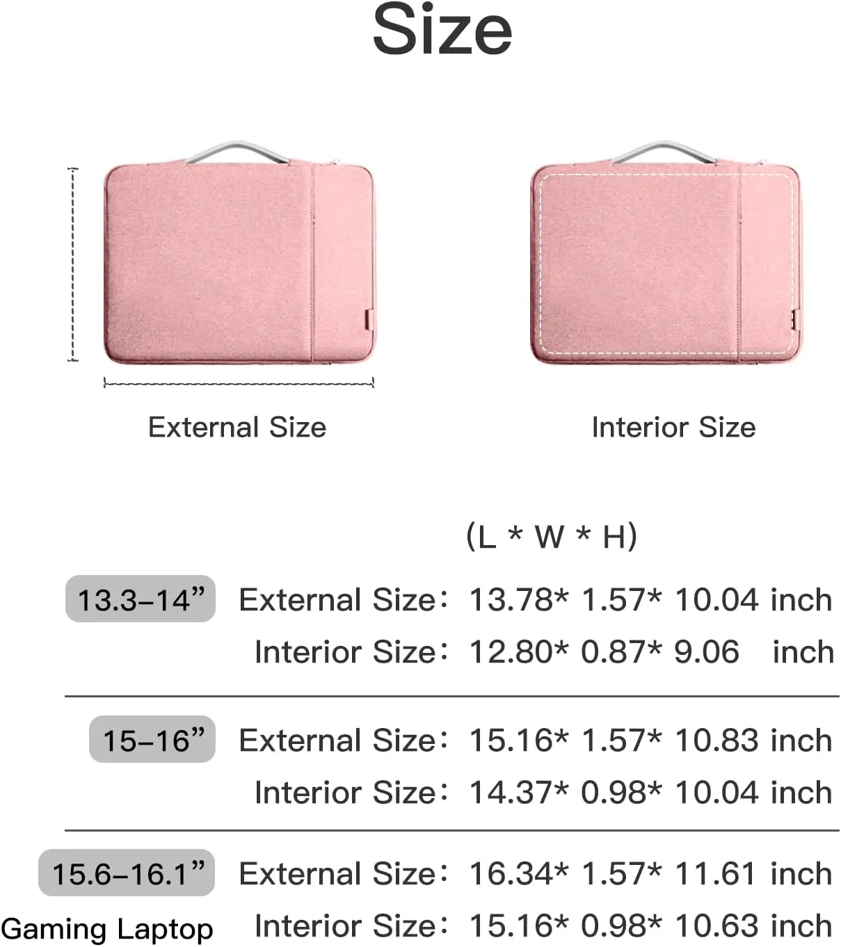 360° Protective Laptop Sleeve Bag 15.6-16.1 inch Splash-Proof Laptop Bag Sleeve Compatible with MacBook/HP/Dell/Lenovo/Asus Notebook, Suit for Travel/Business/College/Men/Women, Pink