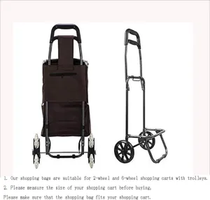 39L Trolley Replacement Bag with Side Pockets for Shopping Cart, 35x20x55cm Cloth Storage Bag for Trolley