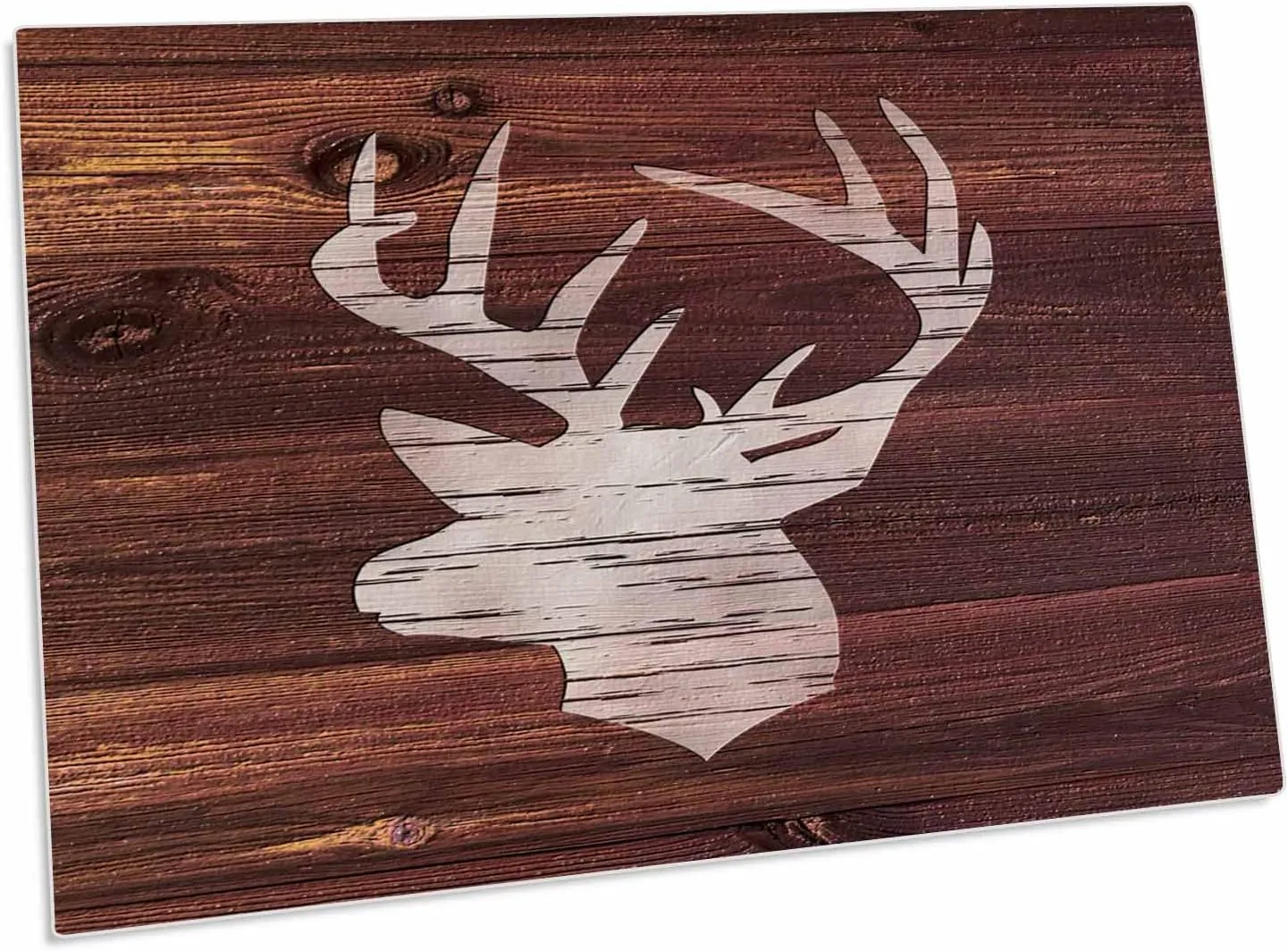 3dRose White Stags Head on Brown Weatherboard- Not Real Wood - Desk Pad Place Mats (dpd-262009-1)