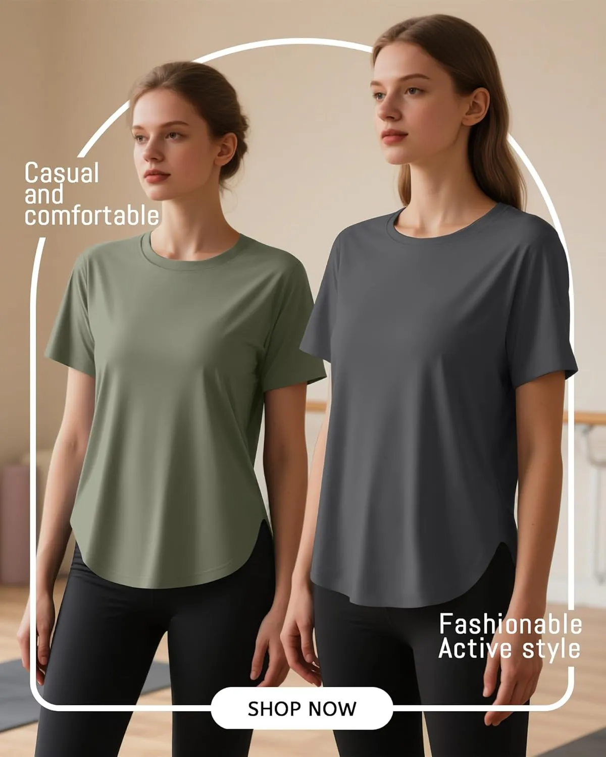 4 Pack Women's Workout T Shirts Short Sleeve Athletic Basic Tee Tops Quick Dry UPF 50  Sun Protection with Split Hem